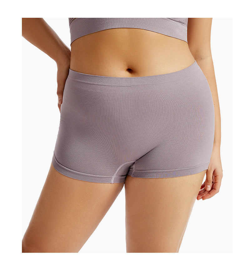 Solid Color Seamless Mid Waist Nylon Panties For Women, Normal Type, Suitable For All Seasons
