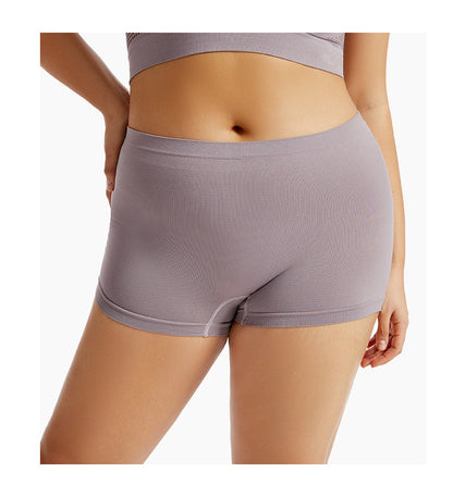 Solid Color Seamless Mid Waist Nylon Panties For Women, Normal Type, Suitable For All Seasons