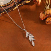 Silver Tassel Leaf Necklace T032