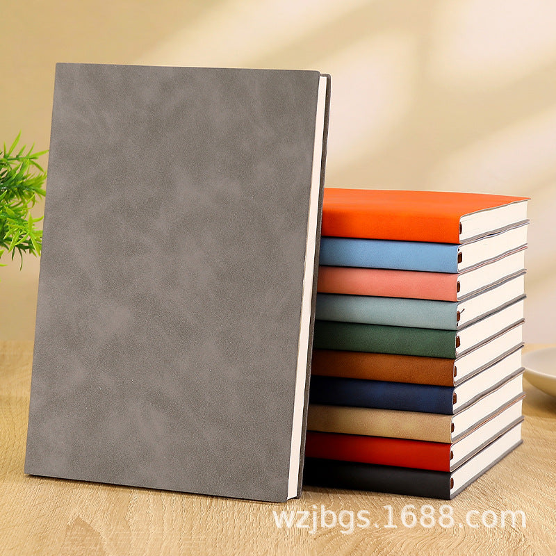 Solid Color Business Notebook With Artificial Leather Cover, Durable And Professional