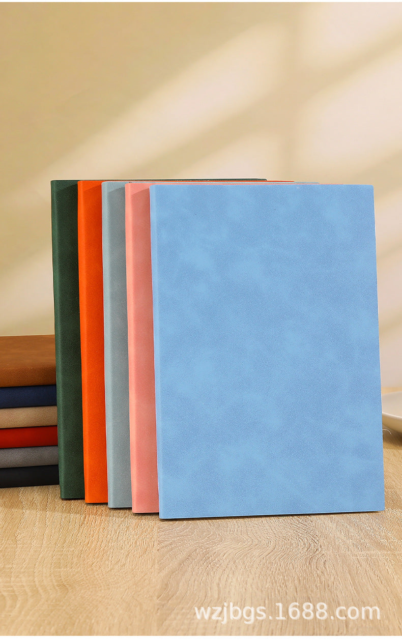 Solid Color Business Notebook With Artificial Leather Cover, Durable And Professional