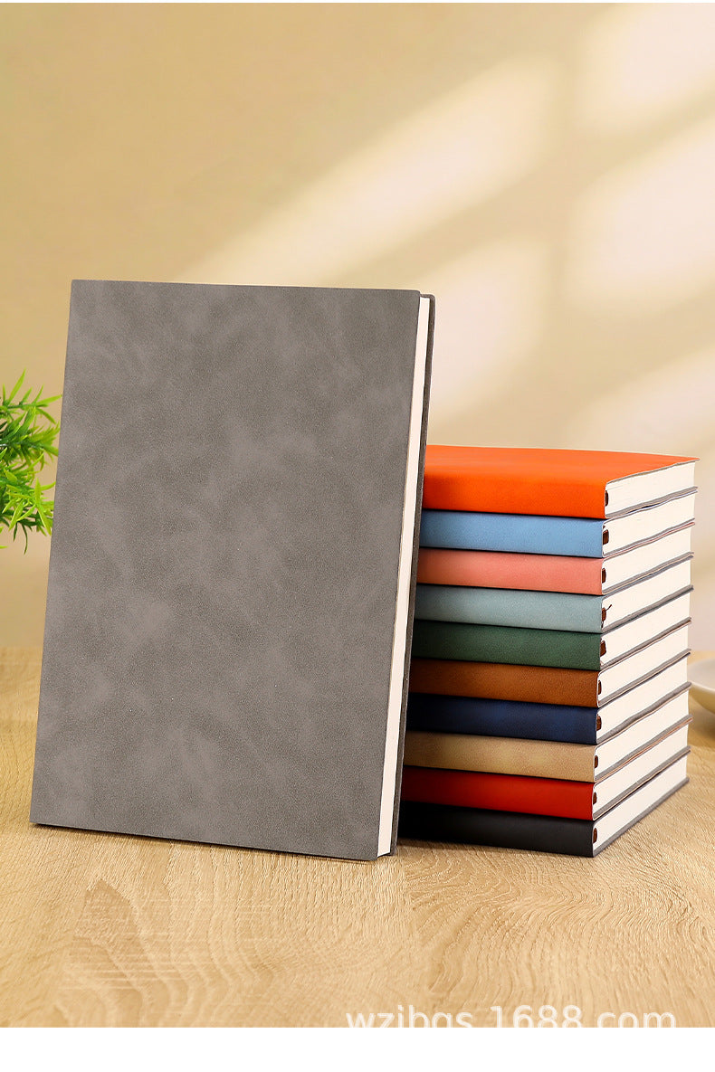 Solid Color Business Notebook With Artificial Leather Cover, Durable And Professional