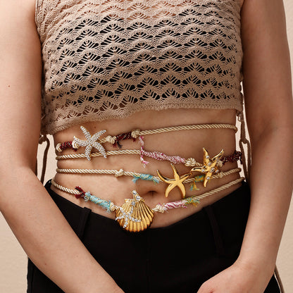 Pastoral Shell Necklace For Women Made Of Titanium Steel With Zircon Inlay And Twisted Rope Chain In Steel Color