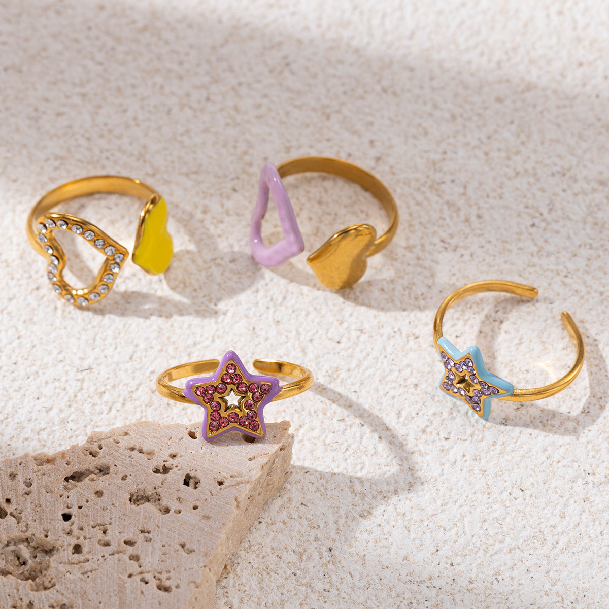 For Rings Featuring Enamel Craft With Titanium Steel Material And Zircon Inlay
