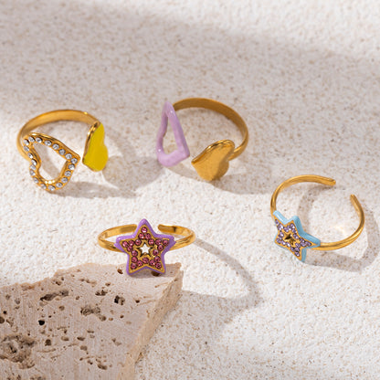 For Rings Featuring Enamel Craft With Titanium Steel Material And Zircon Inlay