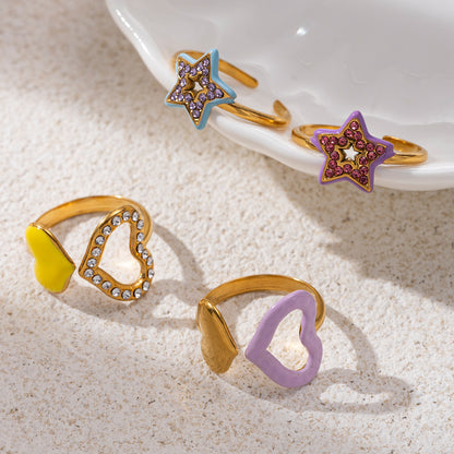 For Rings Featuring Enamel Craft With Titanium Steel Material And Zircon Inlay