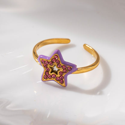 For Rings Featuring Enamel Craft With Titanium Steel Material And Zircon Inlay