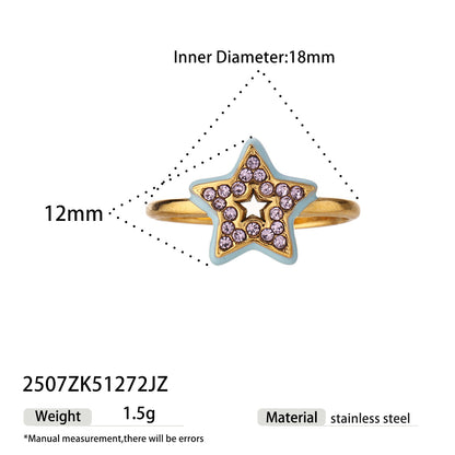 For Rings Featuring Enamel Craft With Titanium Steel Material And Zircon Inlay