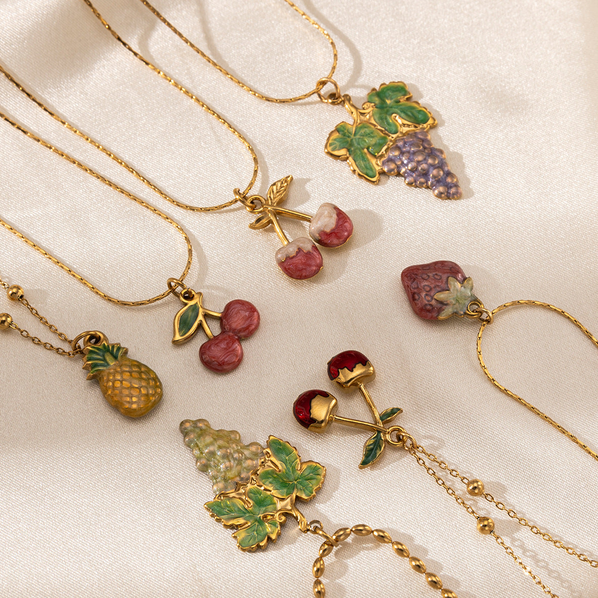 Fruit Pendant Necklace For Women Featuring Durable Titanium Steel Material