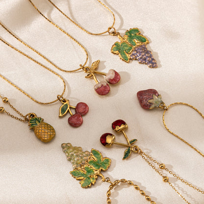 Fruit Pendant Necklace For Women Featuring Durable Titanium Steel Material