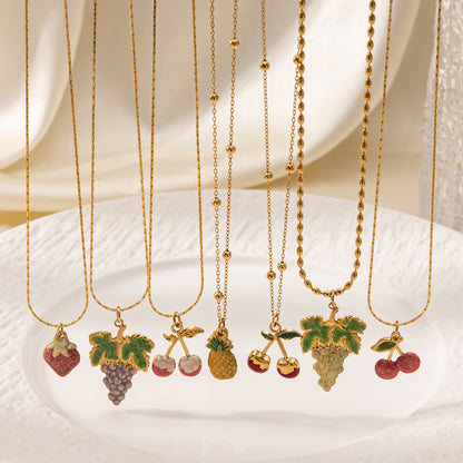 Fruit Pendant Necklace For Women Featuring Durable Titanium Steel Material