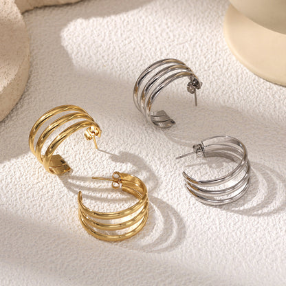 For Earrings Made Of Durable Titanium Steel Featuring A Stylish Golden Finish