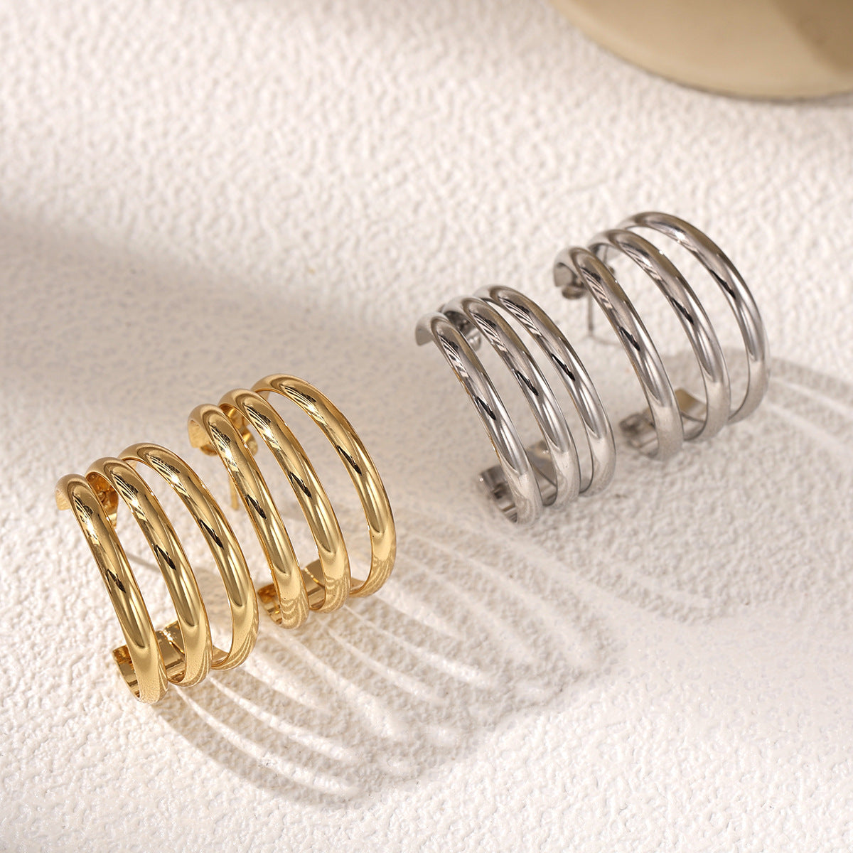 For Earrings Made Of Durable Titanium Steel Featuring A Stylish Golden Finish