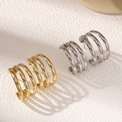 For Earrings Made Of Durable Titanium Steel Featuring A Stylish Golden Finish