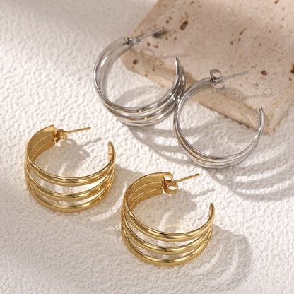For Earrings Made Of Durable Titanium Steel Featuring A Stylish Golden Finish