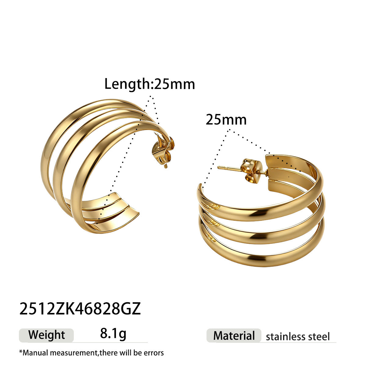 For Earrings Made Of Durable Titanium Steel Featuring A Stylish Golden Finish