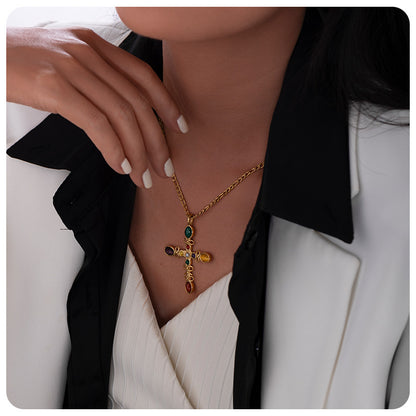 Cross Necklace For Women Featuring Elegant Design In Silver Tone