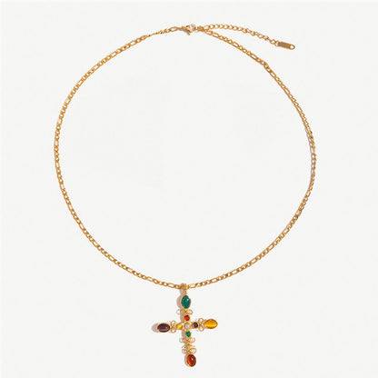 Cross Necklace For Women Featuring Elegant Design In Silver Tone