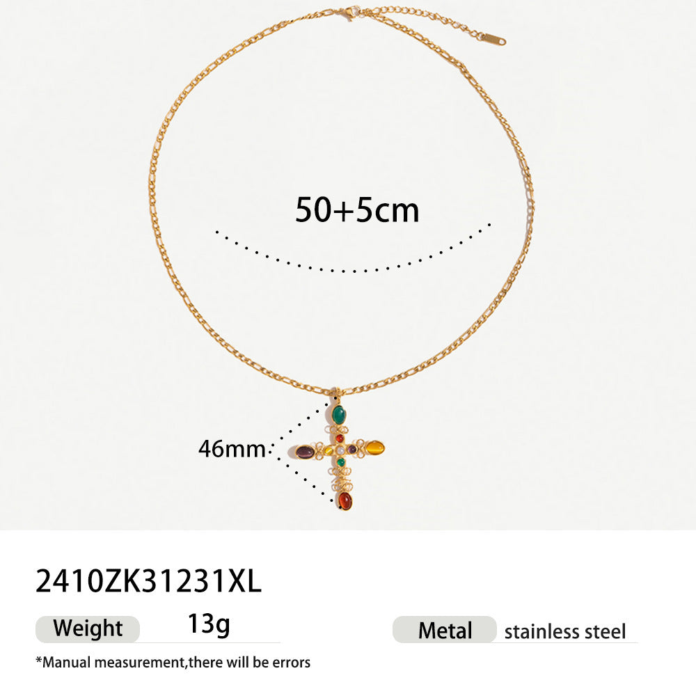 Cross Necklace For Women Featuring Elegant Design In Silver Tone