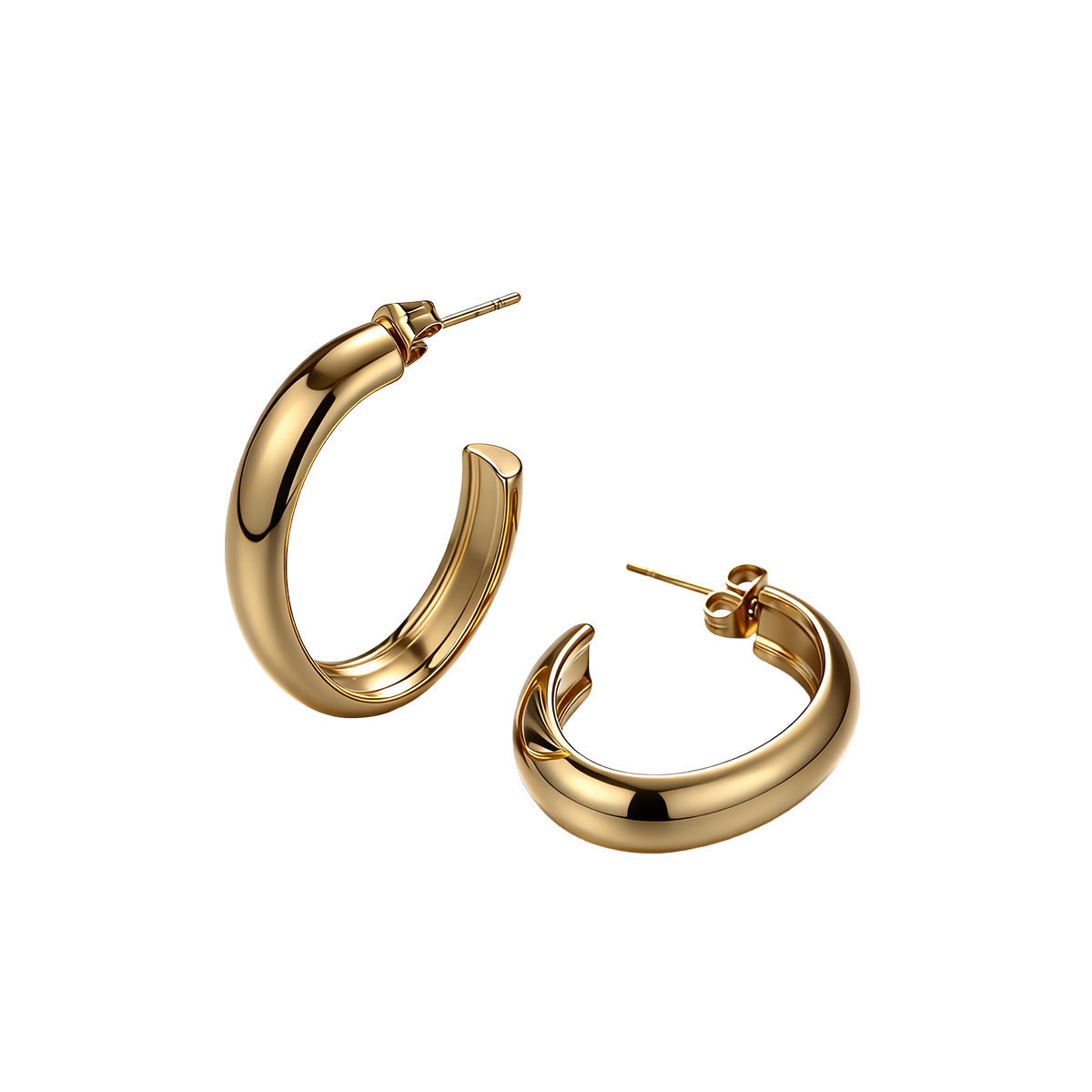 Simple Style Earrings For Everyday Wear Made Of Durable 302 Stainless Steel In Elegant Golden Color