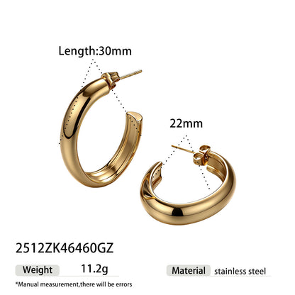 Simple Style Earrings For Everyday Wear Made Of Durable 302 Stainless Steel In Elegant Golden Color