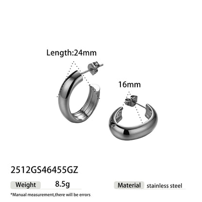 Simple Style Earrings For Everyday Wear Made Of Durable 302 Stainless Steel In Elegant Golden Color