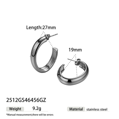 Simple Style Earrings For Everyday Wear Made Of Durable 302 Stainless Steel In Elegant Golden Color