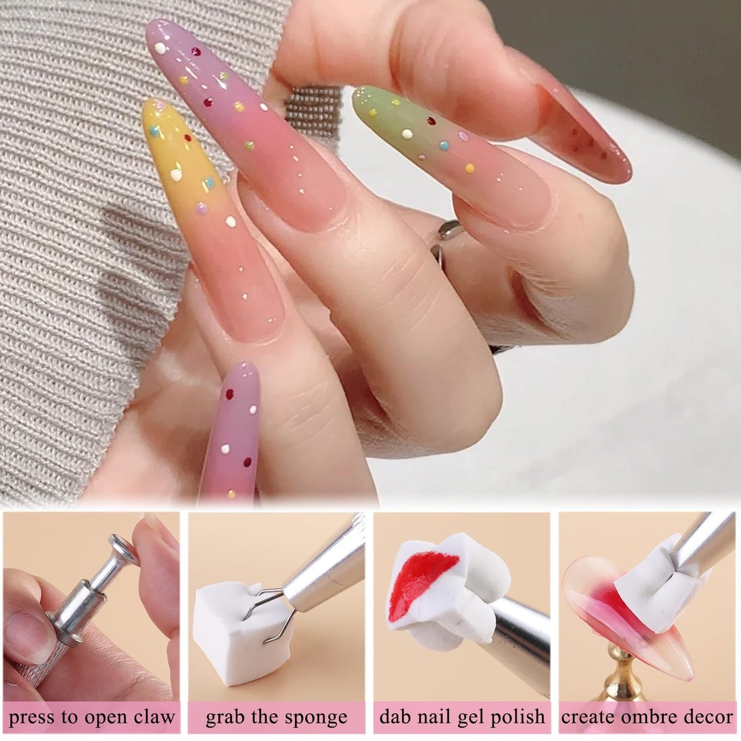 Sponge Brush Nail Art Tool Set For Precise And Easy Nail Design Application
