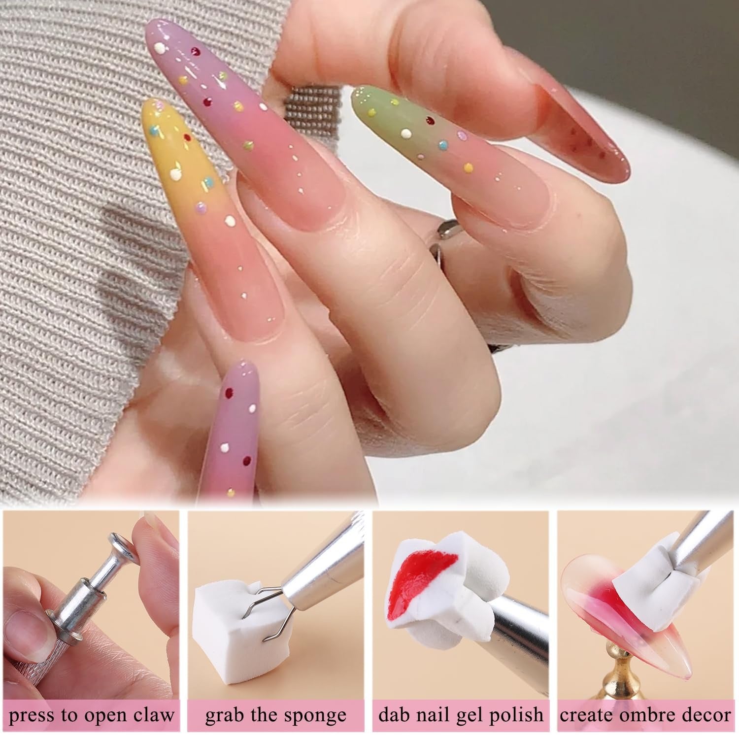 Sponge Brush Nail Art Tool Set For Precise And Easy Nail Design Application