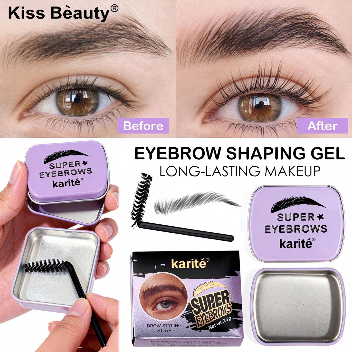 Transparent Eyebrow Pencil, Powder, And Gel Set For Natural-Looking Brows