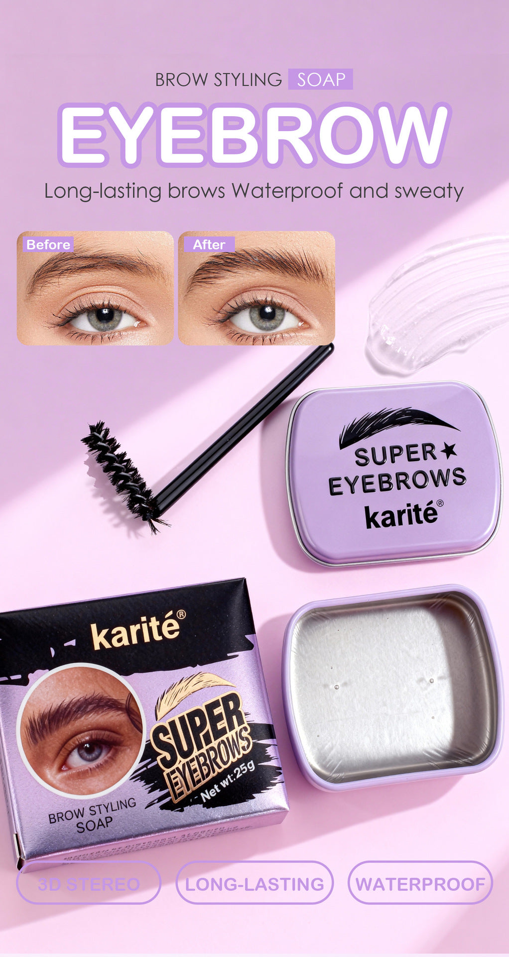 Transparent Eyebrow Pencil, Powder, And Gel Set For Natural-Looking Brows