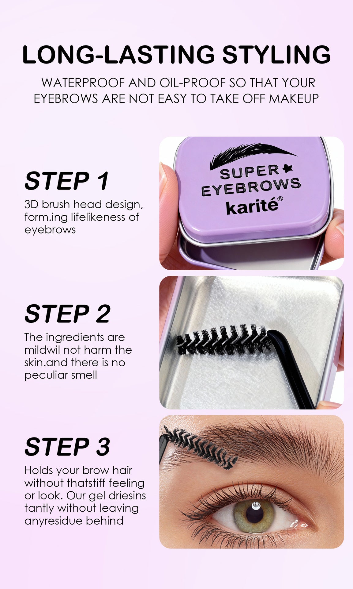 Transparent Eyebrow Pencil, Powder, And Gel Set For Natural-Looking Brows