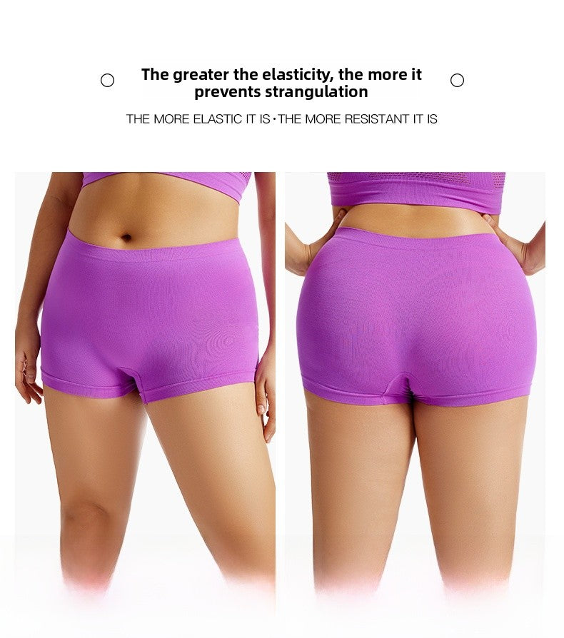Solid Color Seamless Mid Waist Nylon Panties For Women, Normal Type, Suitable For All Seasons