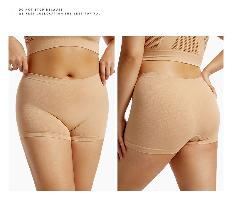 Solid Color Seamless Mid Waist Nylon Panties For Women, Normal Type, Suitable For All Seasons