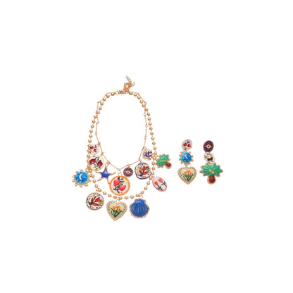 Golden Jewelry Set Featuring Heart Shape Design Made From Durable Alloy