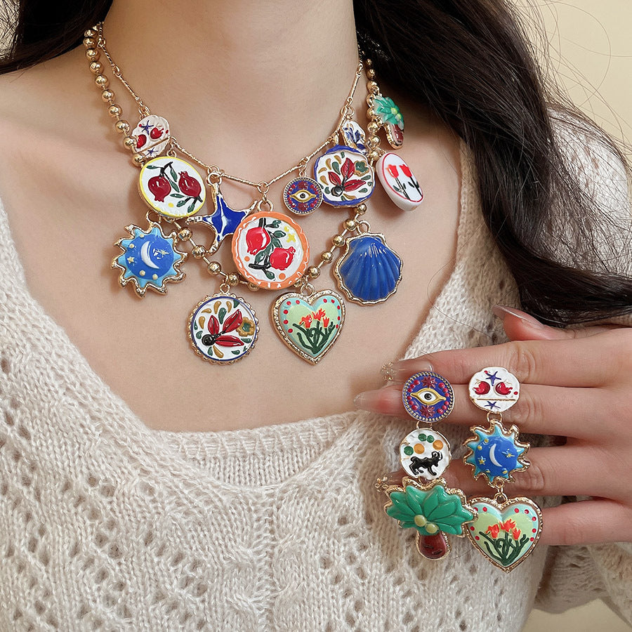 Golden Jewelry Set Featuring Heart Shape Design Made From Durable Alloy