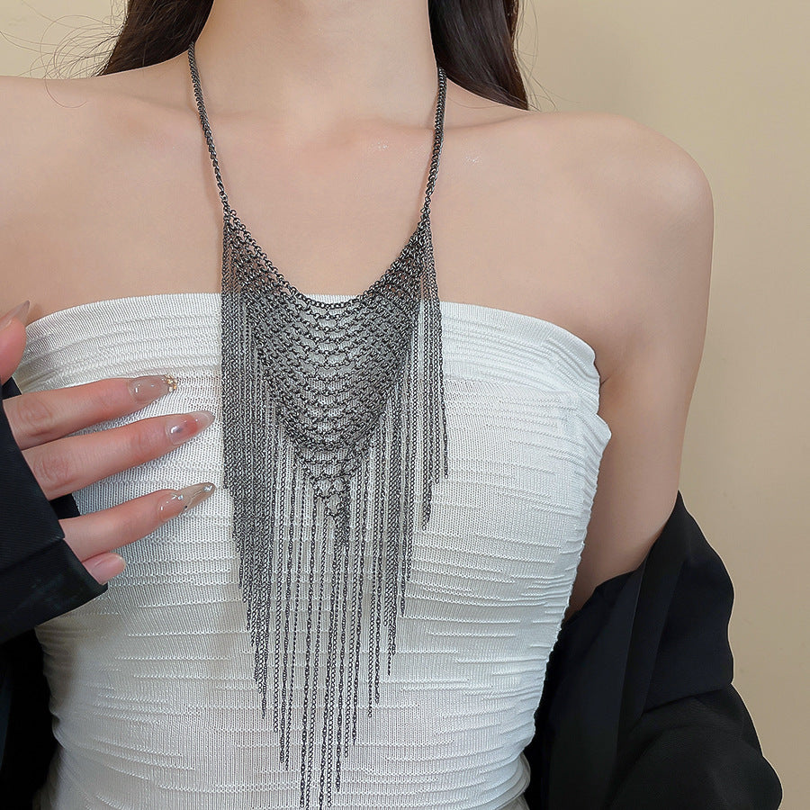 Trillion-cut Silver Copper Necklace For Elegant Style