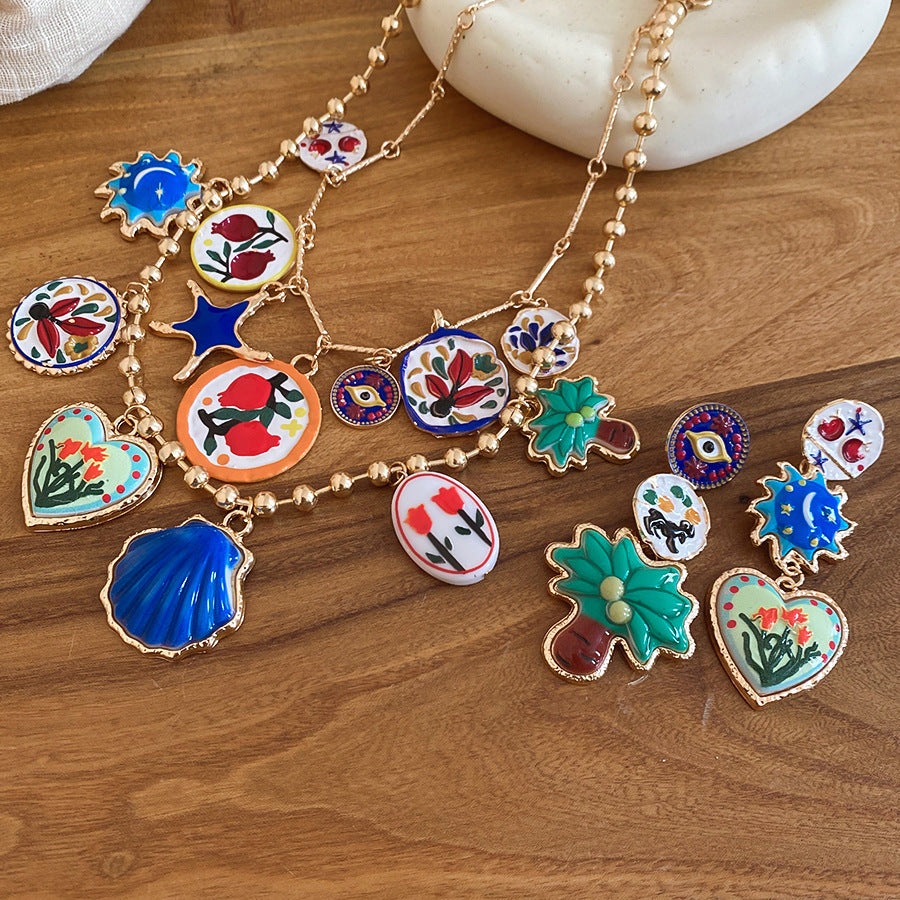 Golden Jewelry Set Featuring Heart Shape Design Made From Durable Alloy