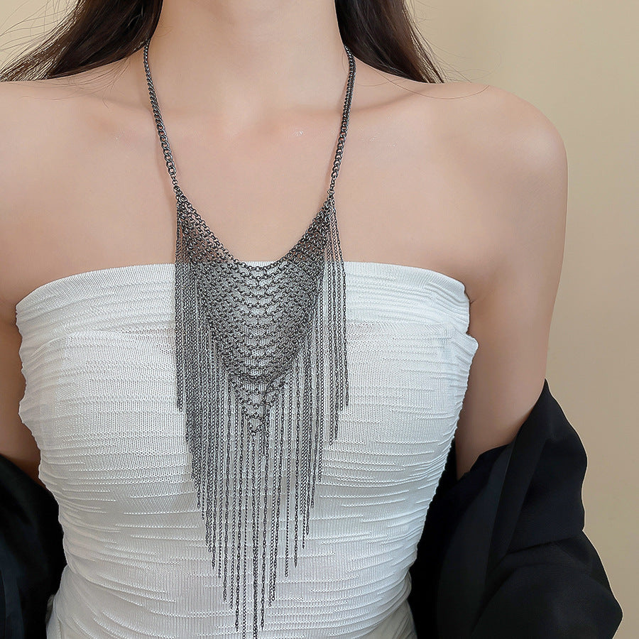 Trillion-cut Silver Copper Necklace For Elegant Style