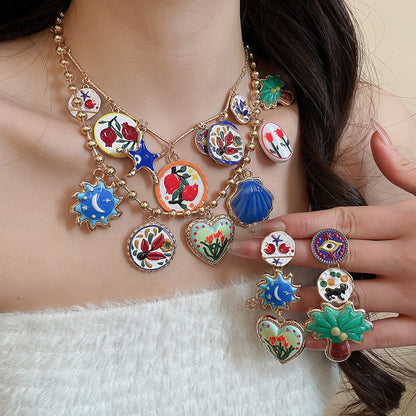 Golden Jewelry Set Featuring Heart Shape Design Made From Durable Alloy