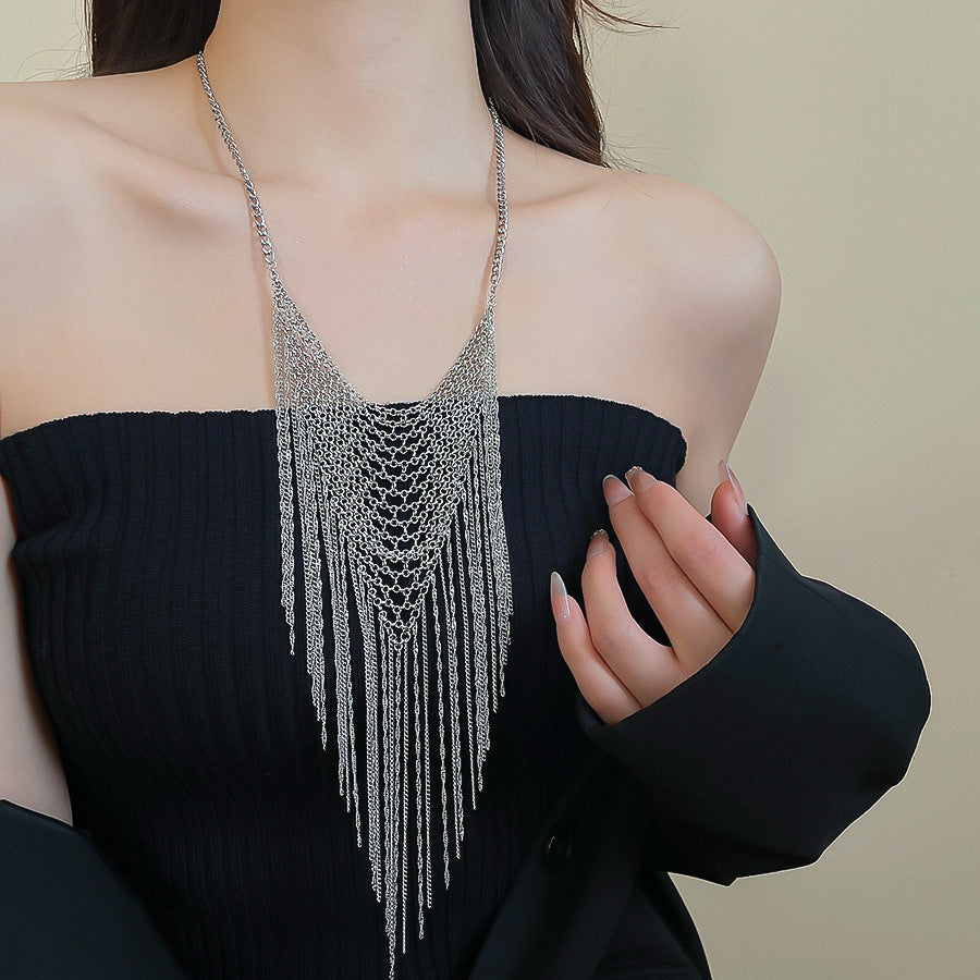 Trillion-cut Silver Copper Necklace For Elegant Style