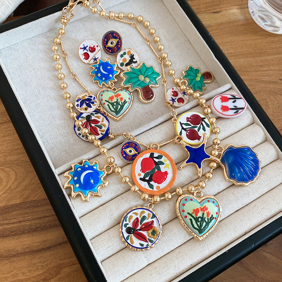 Golden Jewelry Set Featuring Heart Shape Design Made From Durable Alloy