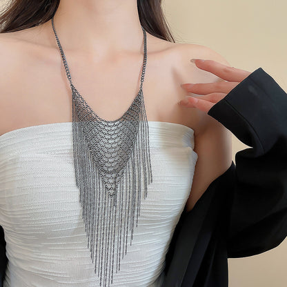 Trillion-cut Silver Copper Necklace For Elegant Style
