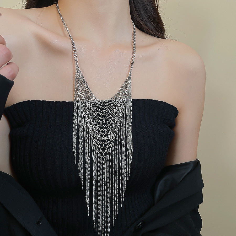 Trillion-cut Silver Copper Necklace For Elegant Style