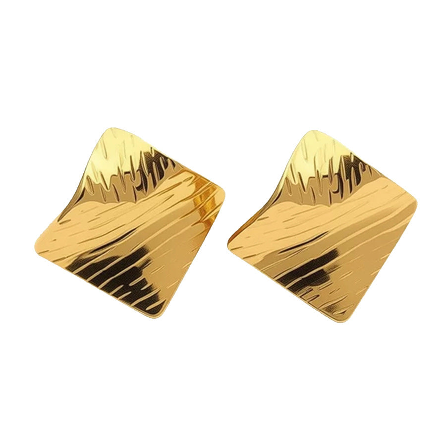 Rhombus Stud Earrings For Women In Copper Featuring 18K Gold Plating With Golden Finish