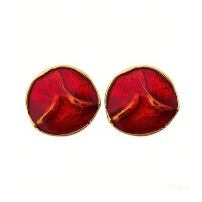 Retro Golden Jewelry Set Featuring Round Pattern, Alloy Material, And Enamel Craftsmanship
