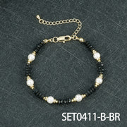 SET0411-Black Stone Bracelet