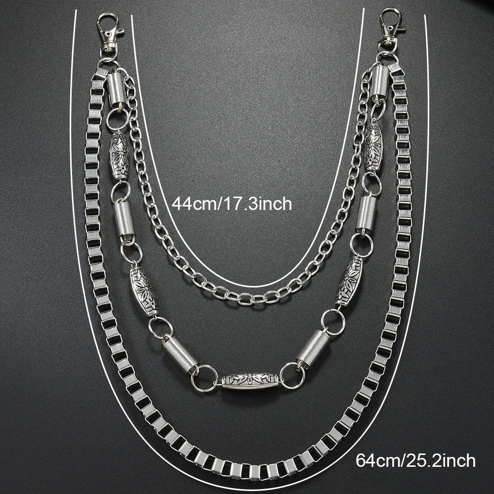 Unisex Punk Metal Waist Chain In Silver, Stylish And Durable Accessory For Everyday Wear