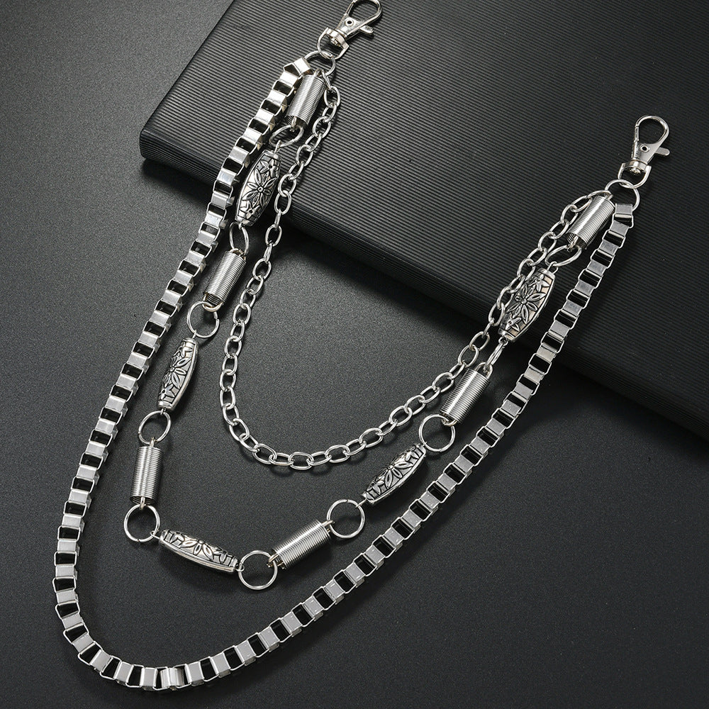 Unisex Punk Metal Waist Chain In Silver, Stylish And Durable Accessory For Everyday Wear