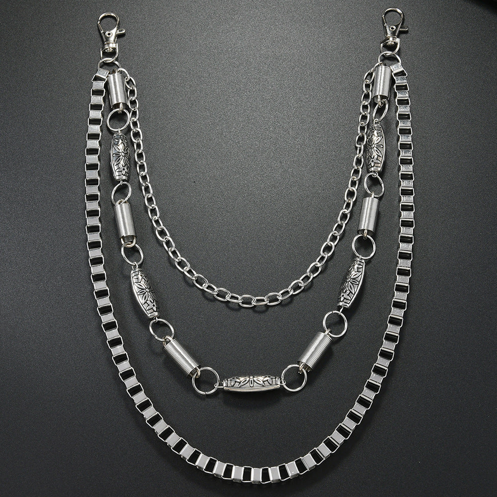 Unisex Punk Metal Waist Chain In Silver, Stylish And Durable Accessory For Everyday Wear